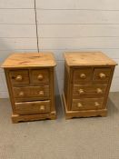 A pair of pine bedsides (H60cm W43cm D38cm)