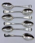 Six silver Victorian teaspoons, London hallmark, MS makers mark.