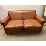 Two seater 'Burlington' leather Laura Ashley settee (W160cm)