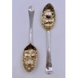 Two Georgian jam spoons, one possibly 1732 (116g Total Weight)