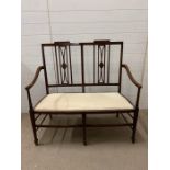 A mahogany double chair back settee (H106cm W105cm)