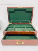 A mahogany canteen of cutlery box, felt lined possibly for traveling (cutlery not included) (H15cm