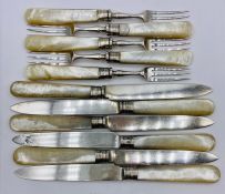 A selection of of mother of pearl handled and silver cutlery.