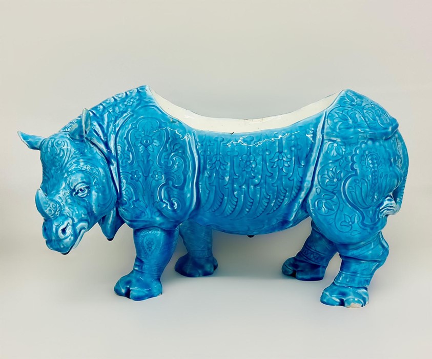 An Antique Chinese planter or bowl in the form of a Rhinoceros