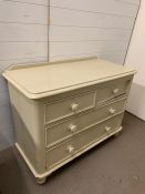 A vintage painted pine chest of drawers AF (H83cm W117cm D50cm)