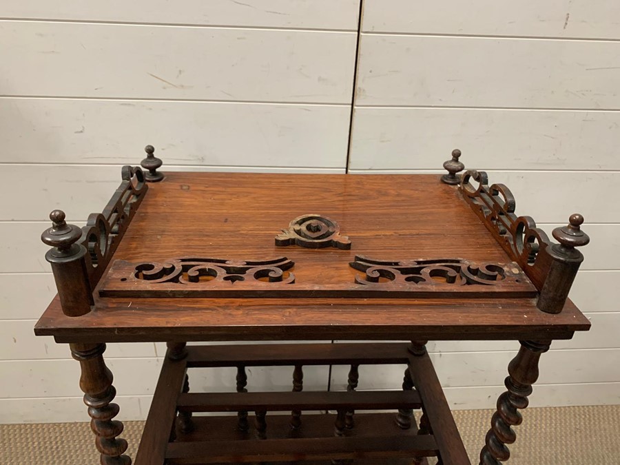 A Regency mahogany Canterbury/Whatnot, divided by turned spindles and drawers below (H78cm W57cm - Image 7 of 7