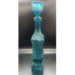 Italian Genie bottle Decanter Blue Glass c. 1970s 43 cms H.