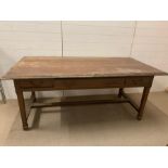 Arts and Crafts oak library table with three drawers (H75cm W182cm D90cm)