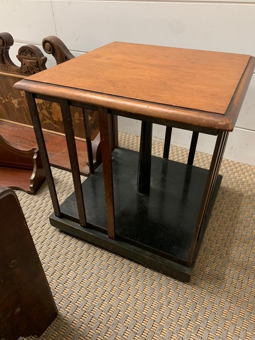 A selection of mahogany and inlay book racks along with a Edwardian mahogany table top revolving - Image 4 of 5