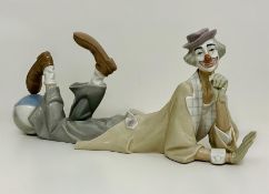 A large Lladro porcelain figure of a clown with ball L26N