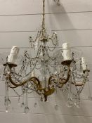 A glass chandelier (H42cm W50cm)