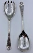 A set of silver Goldsmiths and Silversmiths Co Ltd salad servers hallmarked London 1908