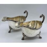 A Pair of Harrods silver sauce boats, hallmarked for Birmingham 1937 (Total Weight 426g)