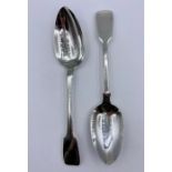 A Pair of Georgian hallmarked silver spoons, 129g approx weight
