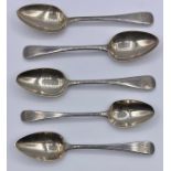 Five Georgian silver spoons, dated 1813 173g total weight.