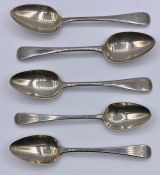 Five Georgian silver spoons, dated 1813 173g total weight.