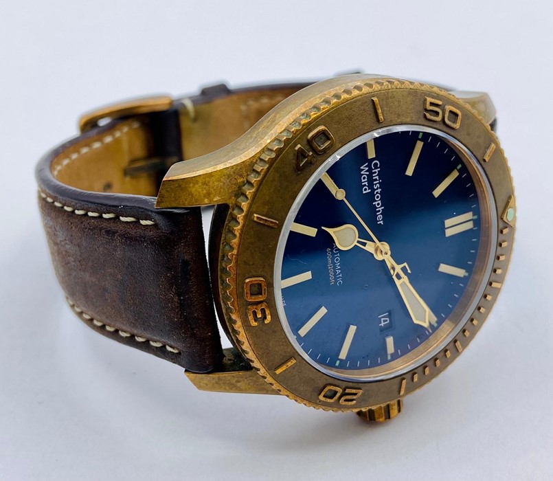 A Christopher Ward C60 Trident Pro 600 Bronze on brown vintage oak leather on dress clasp with - Image 3 of 8