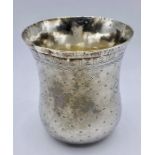 A silver beaker with mark to base, E, spade, c see photo in catalogue (48g)