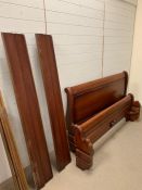 A classic French style mahogany sleigh 5ft bed frame (external width: 163cm)