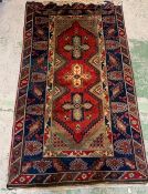 A Turkish Dosemalti wool rug (1.95 x 1.20) Condition Report Good condition needs cleaning