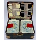 A Rare W Thornhill & Company, 64 New Bond Street, tortoiseshell and silver games or bridge box