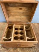 A wooden wine trunk with rack storage inside (H30cm W42cm D35cm)