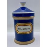 A vintage "Mel Boracis" apothecary jar