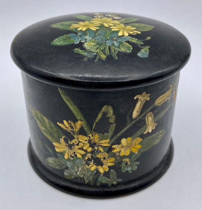Two Papier Mache boxes with painted floral decoration - Image 2 of 7