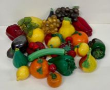 Hand blown vintage glass fruit and vegetables, possibly Italian Murano