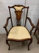A mahogany inlay dining chair/armchair