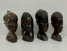 A Selection of four African carved heads