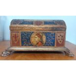 A gilded wooden treasure chest with three lion paw feet, and "The Spring" after Botticelli, Dante'