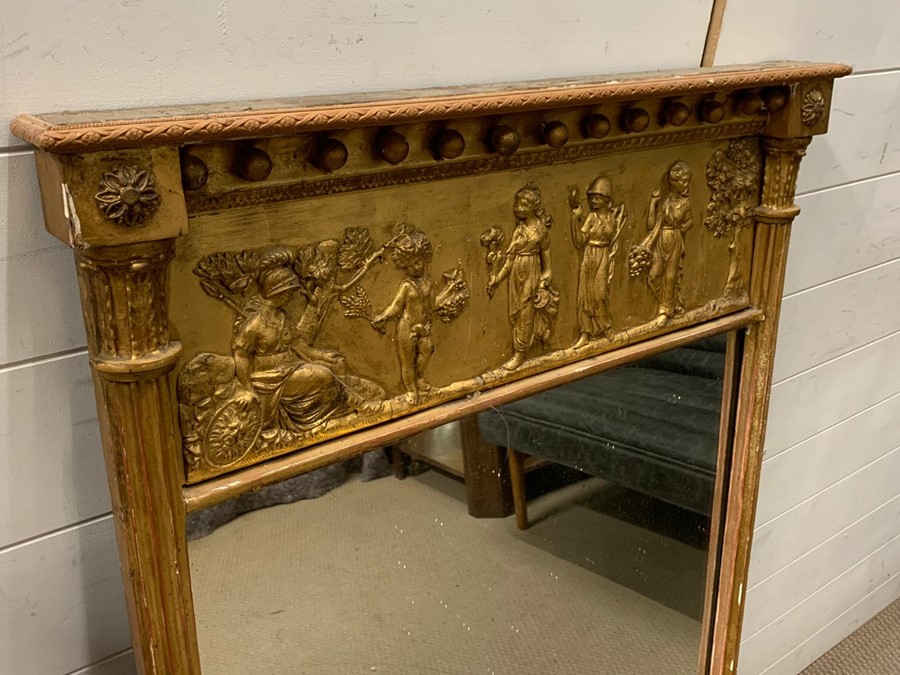 A Regency style giltwood mirror flanked by reeded column with acanthus capitals (70cm x 118cm) - Image 3 of 8