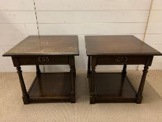 A pair of side tables (H50cm SQ53cm)