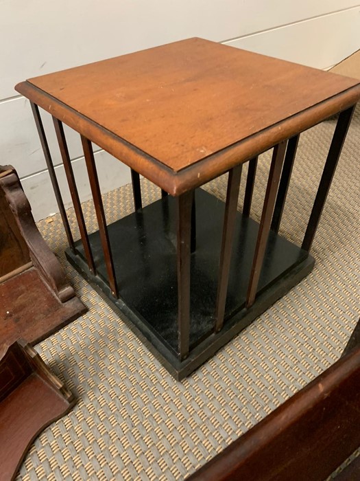 A selection of mahogany and inlay book racks along with a Edwardian mahogany table top revolving - Image 2 of 5