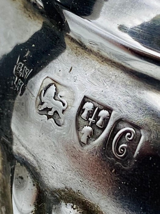 A substantial silver teapot, (Total weight 695g) on four feet, by George Nathan & Ridley Hayes and - Image 5 of 6