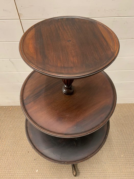 A Georgian style mahogany dumb waiter with three trays (H104cm Dia47cm) - Image 2 of 3