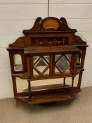 A mahogany inlay wall display unit (H104cm W83cm D20cm)