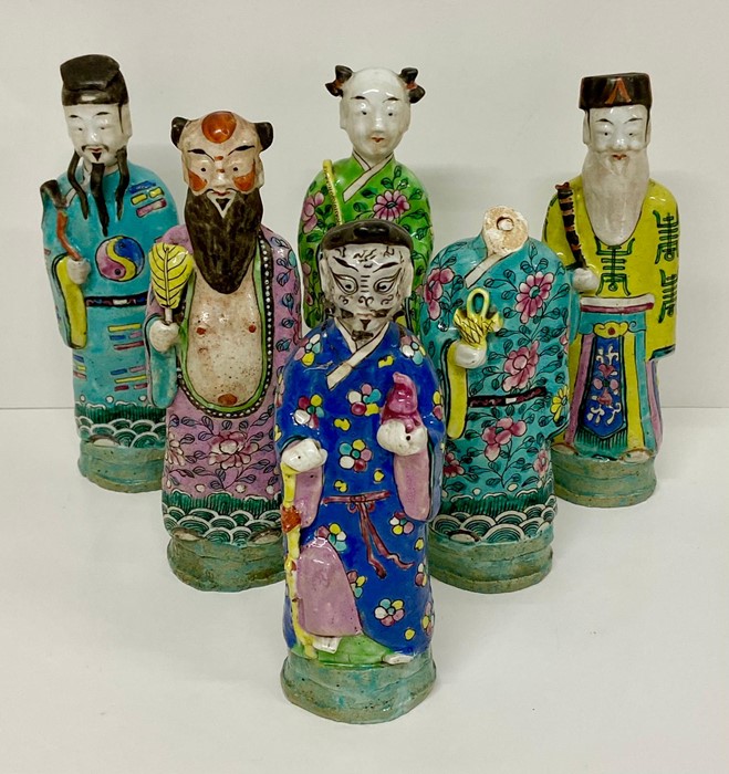 A selection of six 19th Century Chinese figures of Immortals (One AF needs head re-attaching)