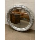 A Laurel Leaf themed, plaster circular mirror (Dia 115cm)