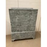 A Five drawer, painted chest of drawers (98 cm w x 45 cm d x 139 cm h)