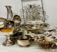 A large selection of various silver plate items