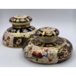 A Royal Crown Derby desk set, paper weight and ink well (H6cm Dia10cm)