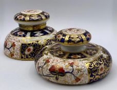 A Royal Crown Derby desk set, paper weight and ink well (H6cm Dia10cm)