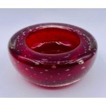 A Whitefriars ruby bubble bowl.