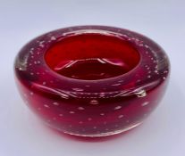 A Whitefriars ruby bubble bowl.