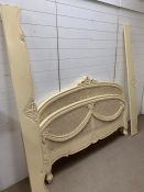 A French Queen Anne style cane 5ft bedframe, rattan to head end and footer (with slat and bolts)