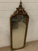 A giltwood hall mirror (H116cm W37cm)