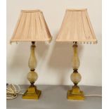 A pair of cut glass and brass table lamps (H50cm)