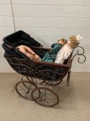 A vintage style dolls pram (H60 to handle W70cm)